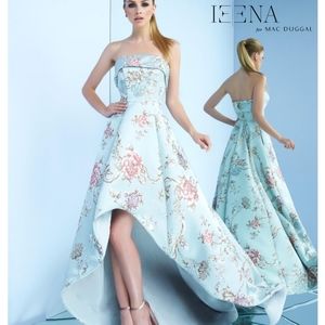 25507i Ieena for Mac Duggal high-low jacquard dress